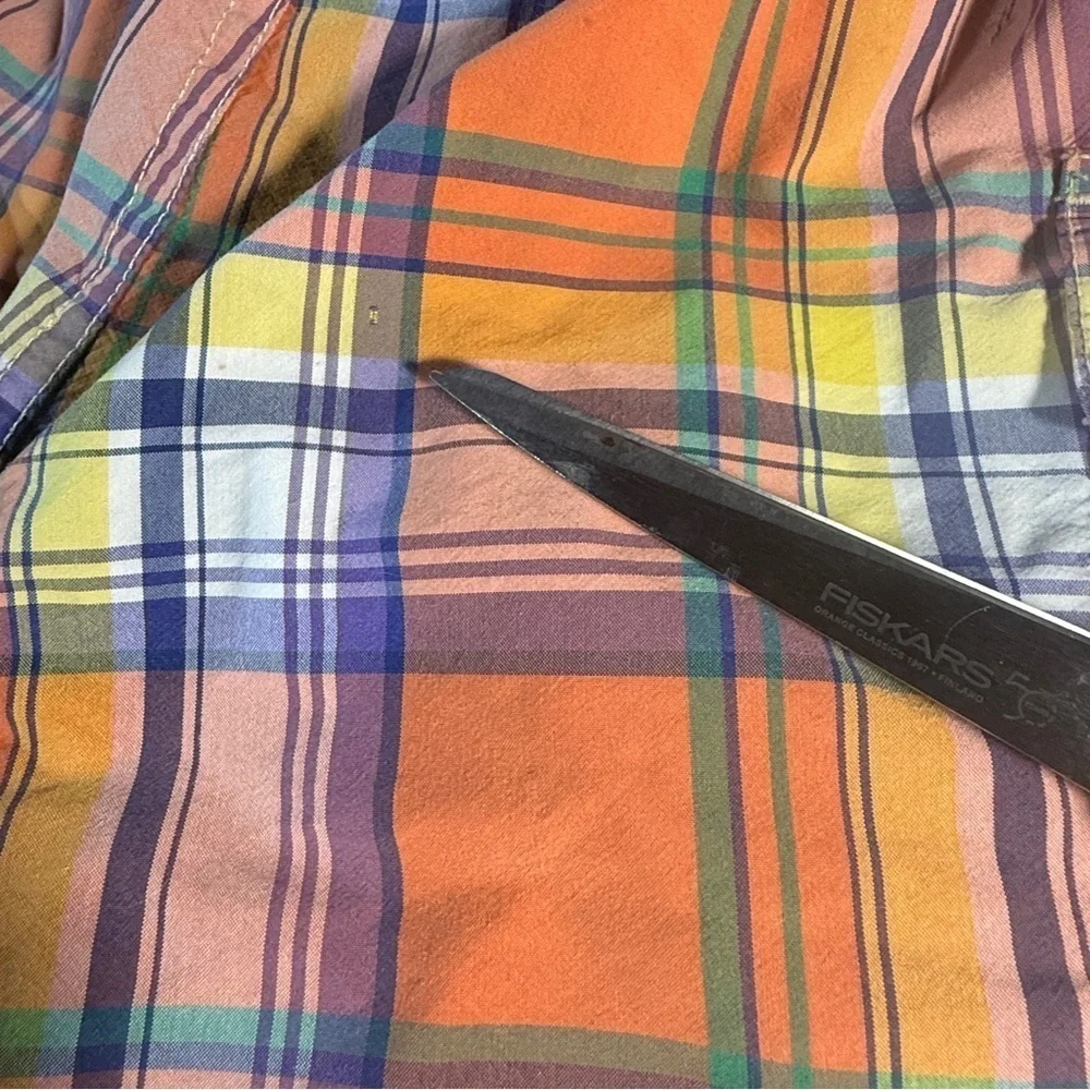 Polo Ralph Lauren Madras Plaid Orange Multicolor Swim Trunks Shorts XL Preppy